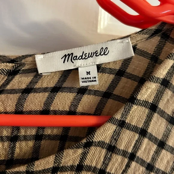 Madewell Plaid Long Sleeve Top - Picture 3 of 4